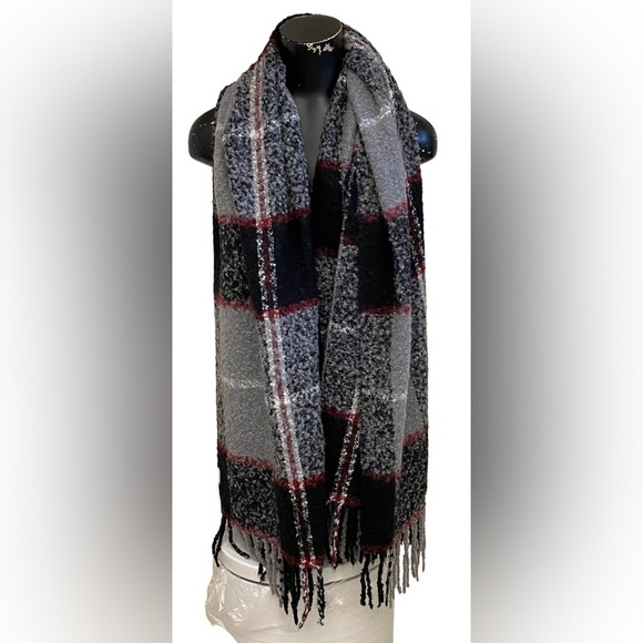 3 piece set Black Gray Blue Scarves - Picture 7 of 11